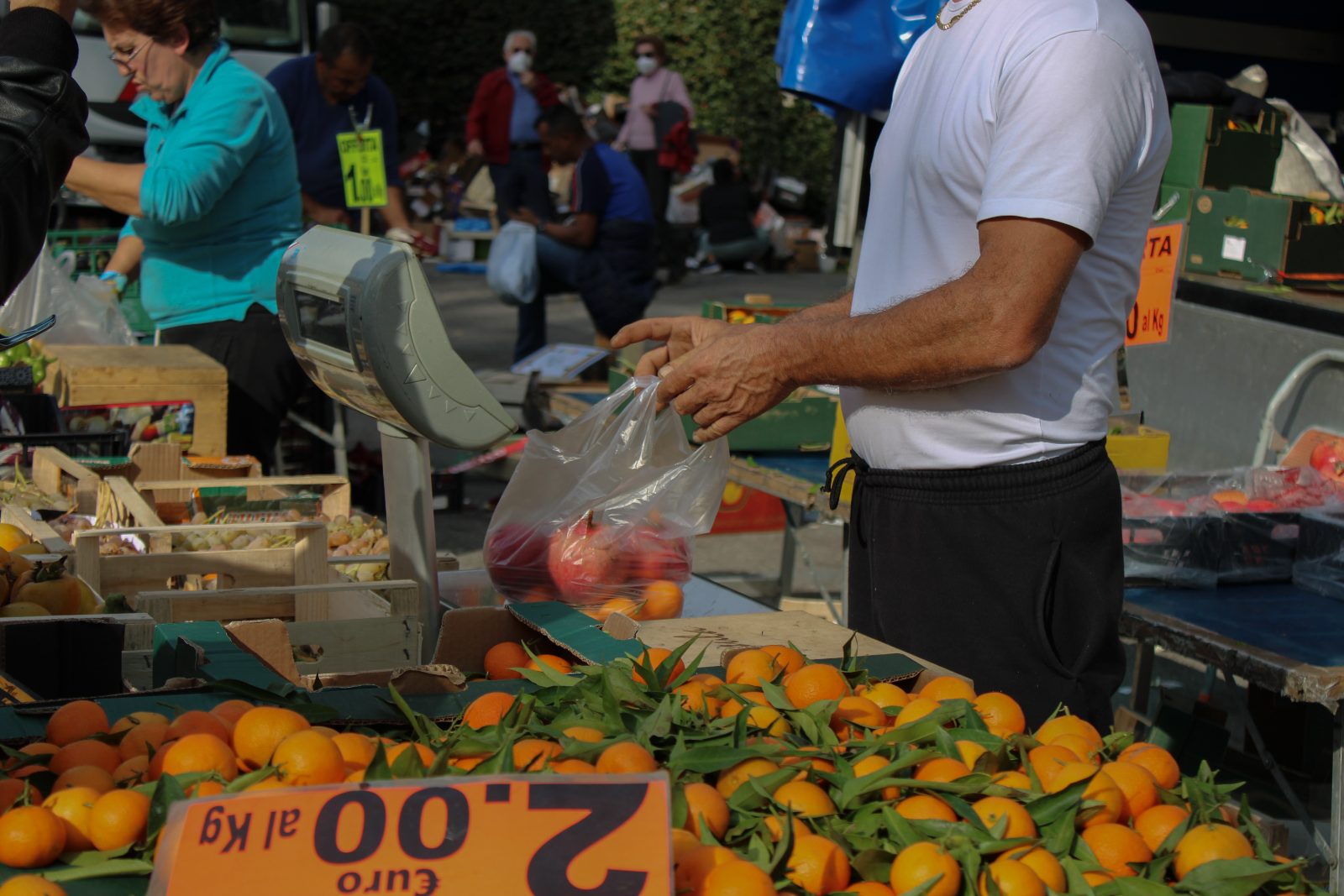Street — a fruit stall and its price signs