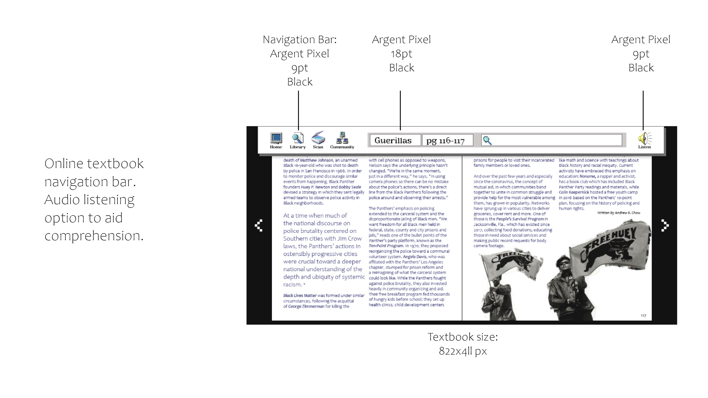 Guerillas — in-app textbook reader with the audio listening option