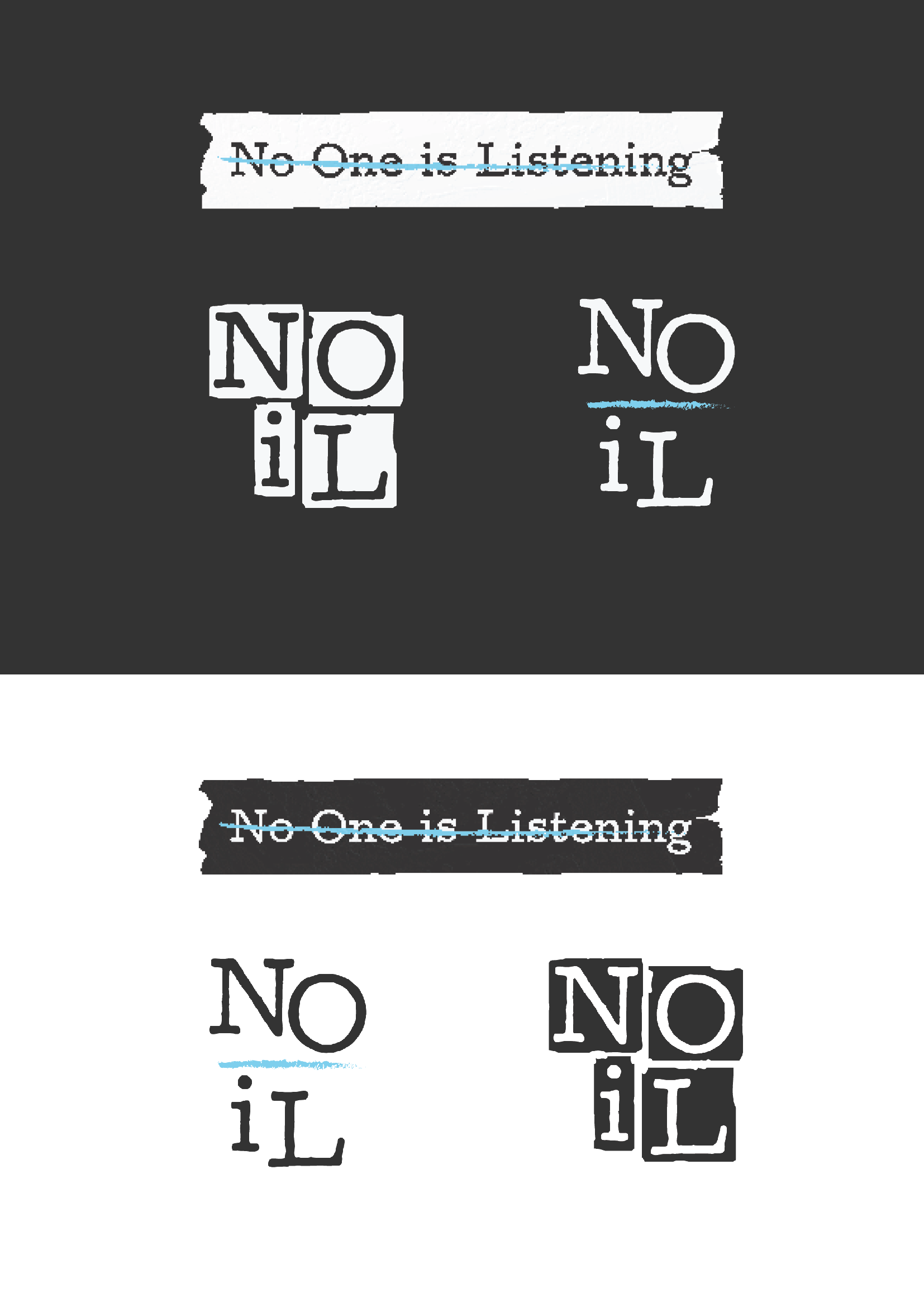 NOIL — logo and variations in print black and paper white